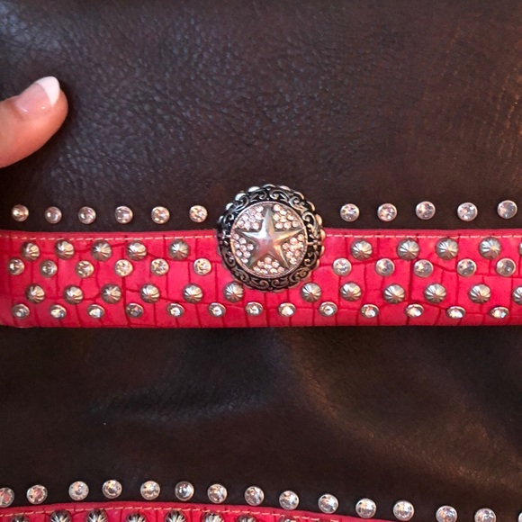 Ladies purse & matching wallet in brown & pink - Picture 4 of 8